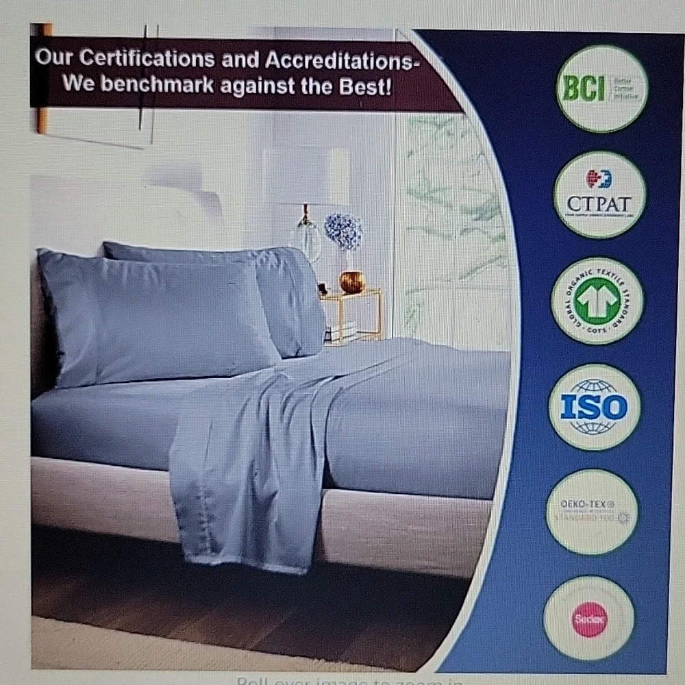 Zecott Tencel Lyocell Queen Sheet Set Silver 300 thread count deep pocket New…